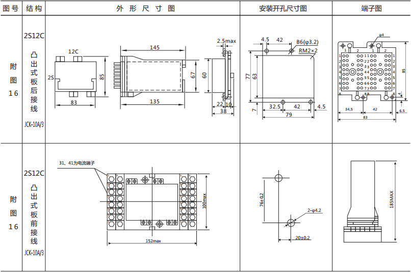BZS-17延時中間繼電器外形及開孔尺寸
